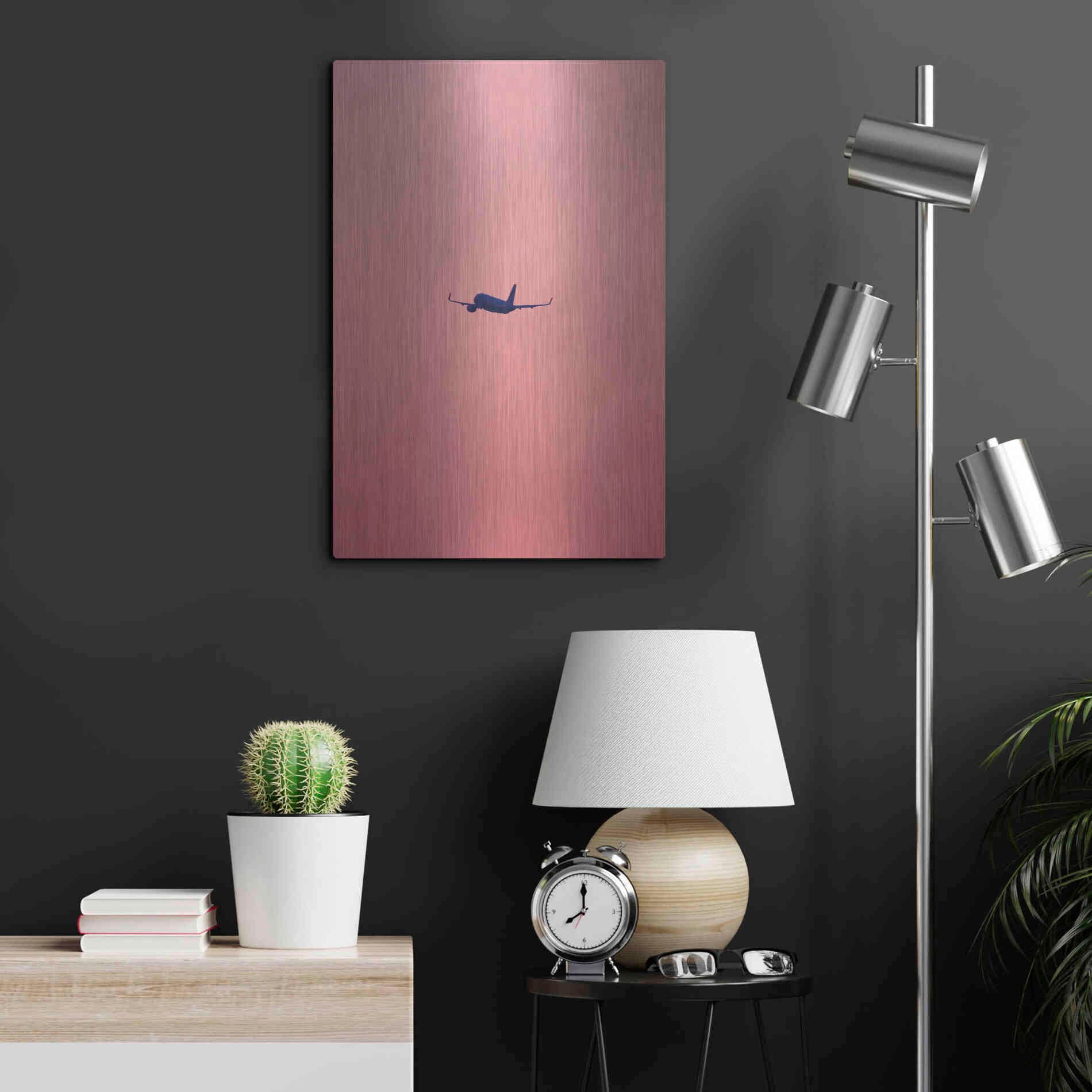 Luxe Metal Art 'Pink Flight' by Design Fabrikken, Metal Wall Art,16x24