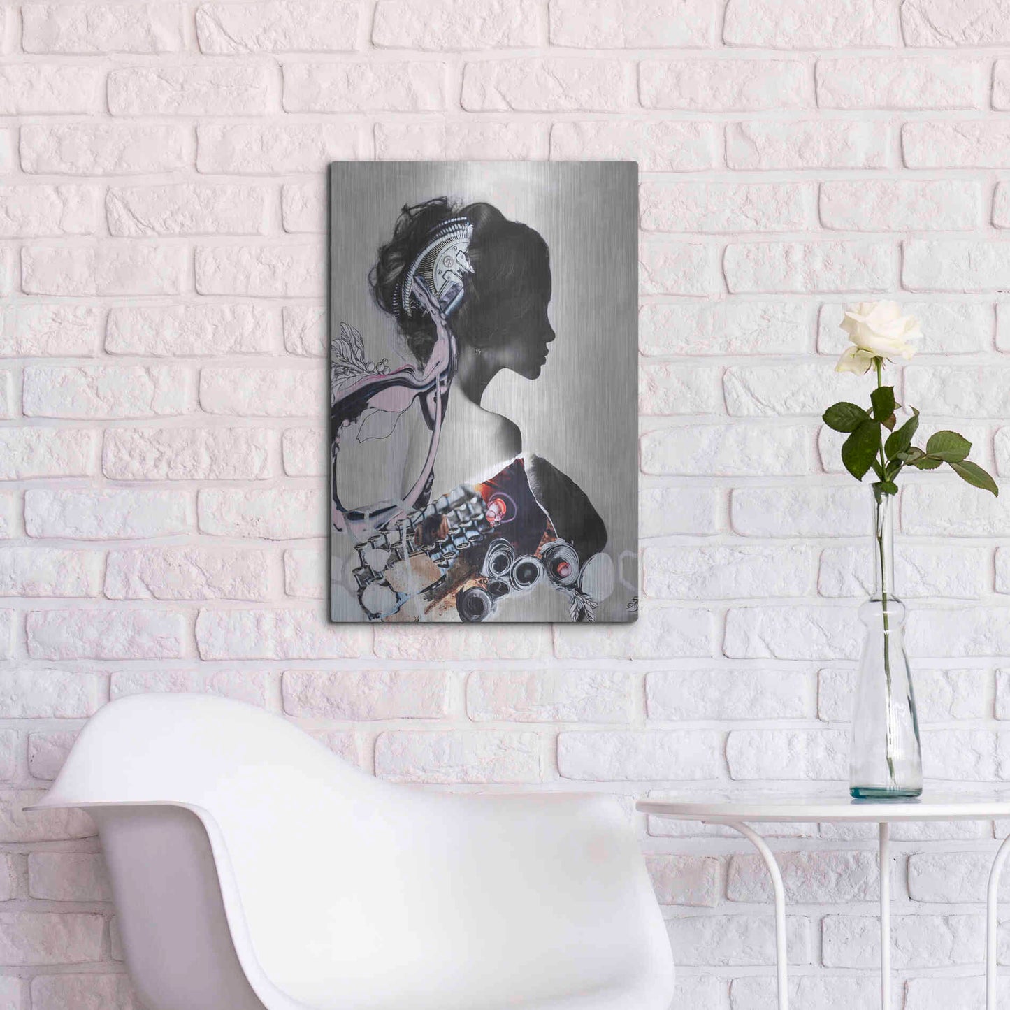 Luxe Metal Art 'Pink Fluence 1' by Design Fabrikken, Metal Wall Art,16x24
