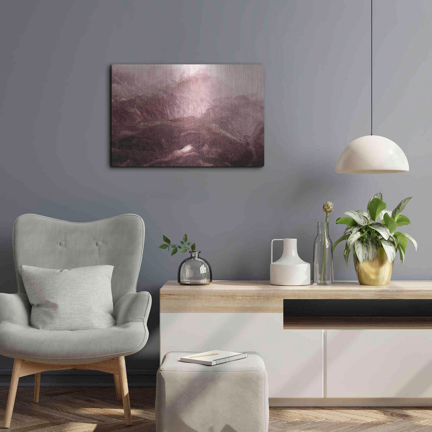 Luxe Metal Art 'Pink Motion' by Design Fabrikken, Metal Wall Art,24x16