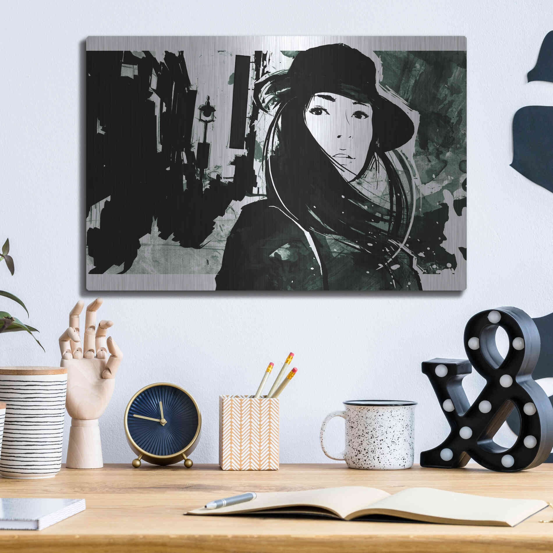 Luxe Metal Art 'Unmasked 1' by Jonathan Lam, Metal Wall Art,16x12