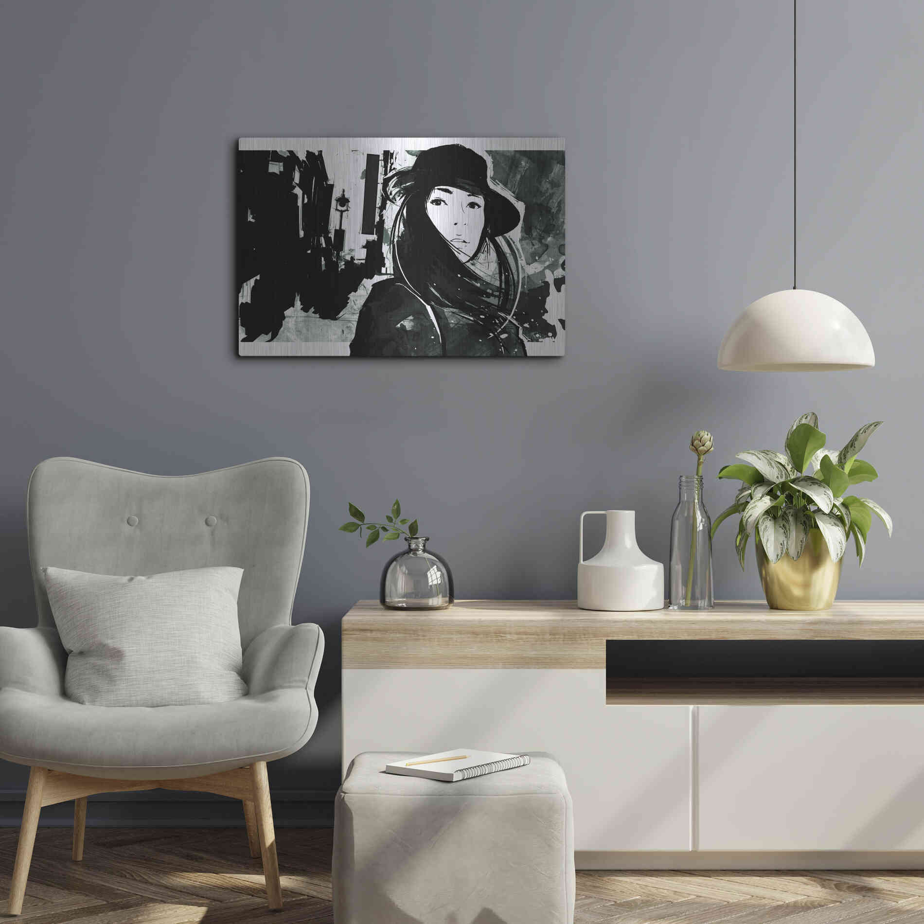 Luxe Metal Art 'Unmasked 1' by Jonathan Lam, Metal Wall Art,24x16