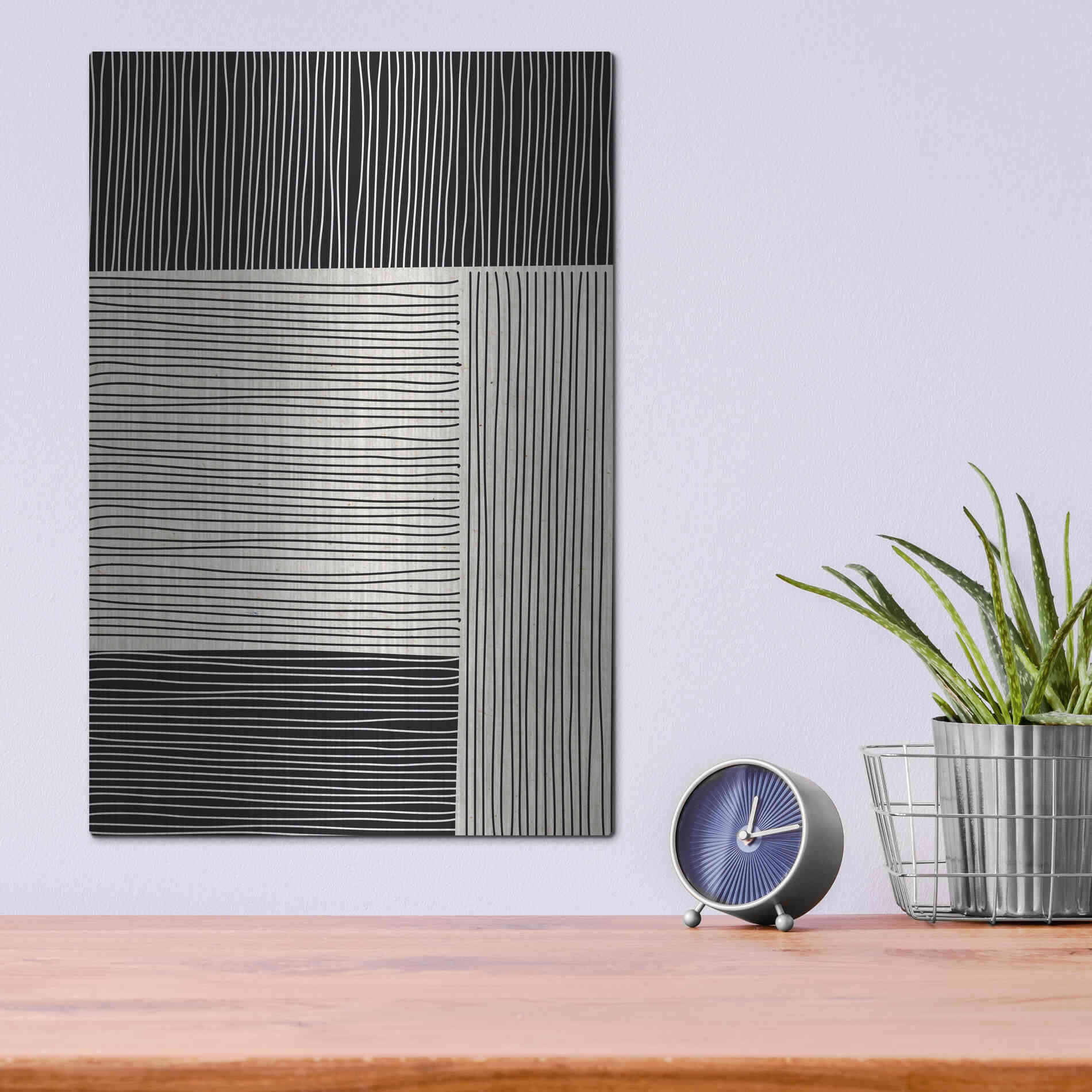 Luxe Metal Art 'Ribbing 1' by Design Fabrikken, Metal Wall Art,12x16