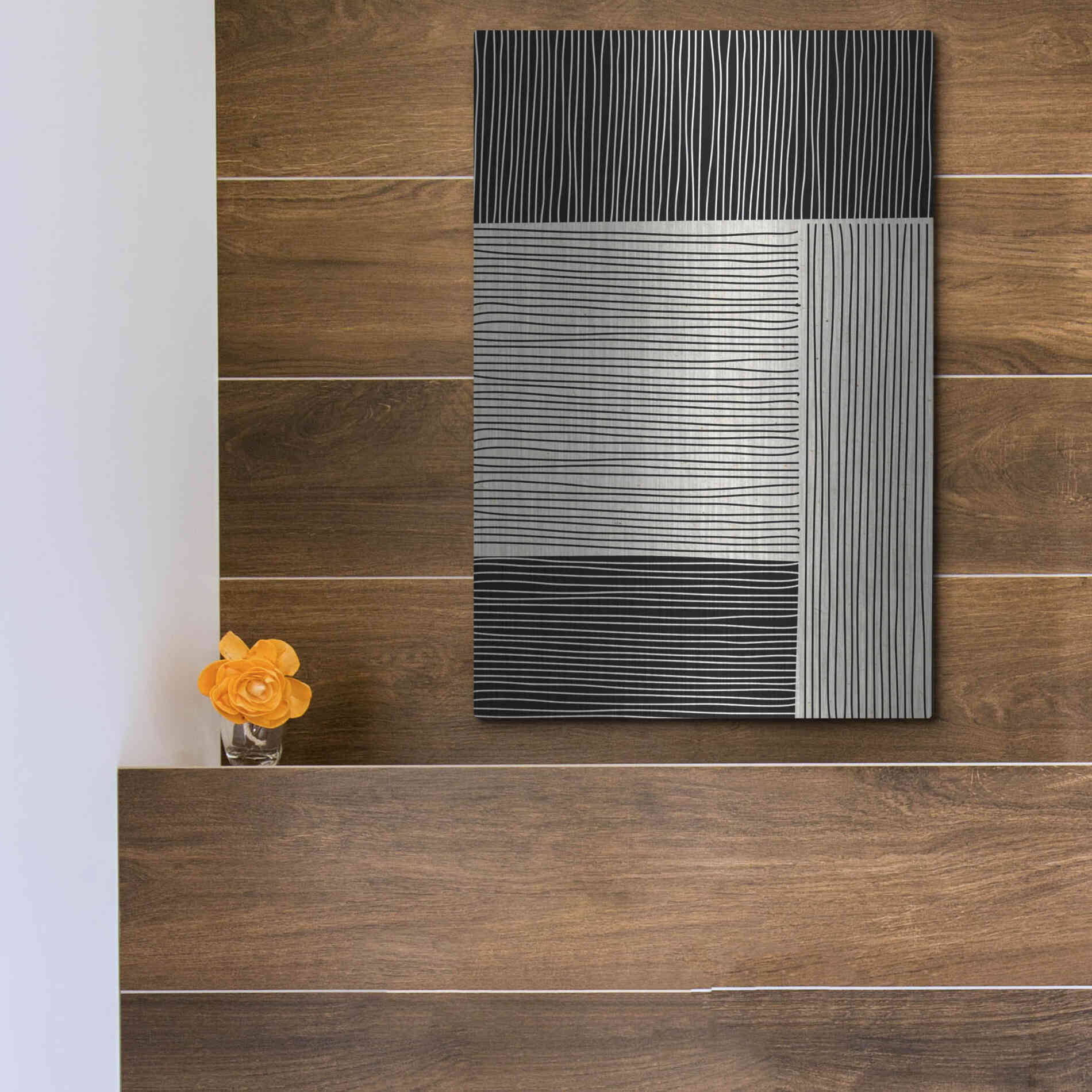 Luxe Metal Art 'Ribbing 1' by Design Fabrikken, Metal Wall Art,12x16