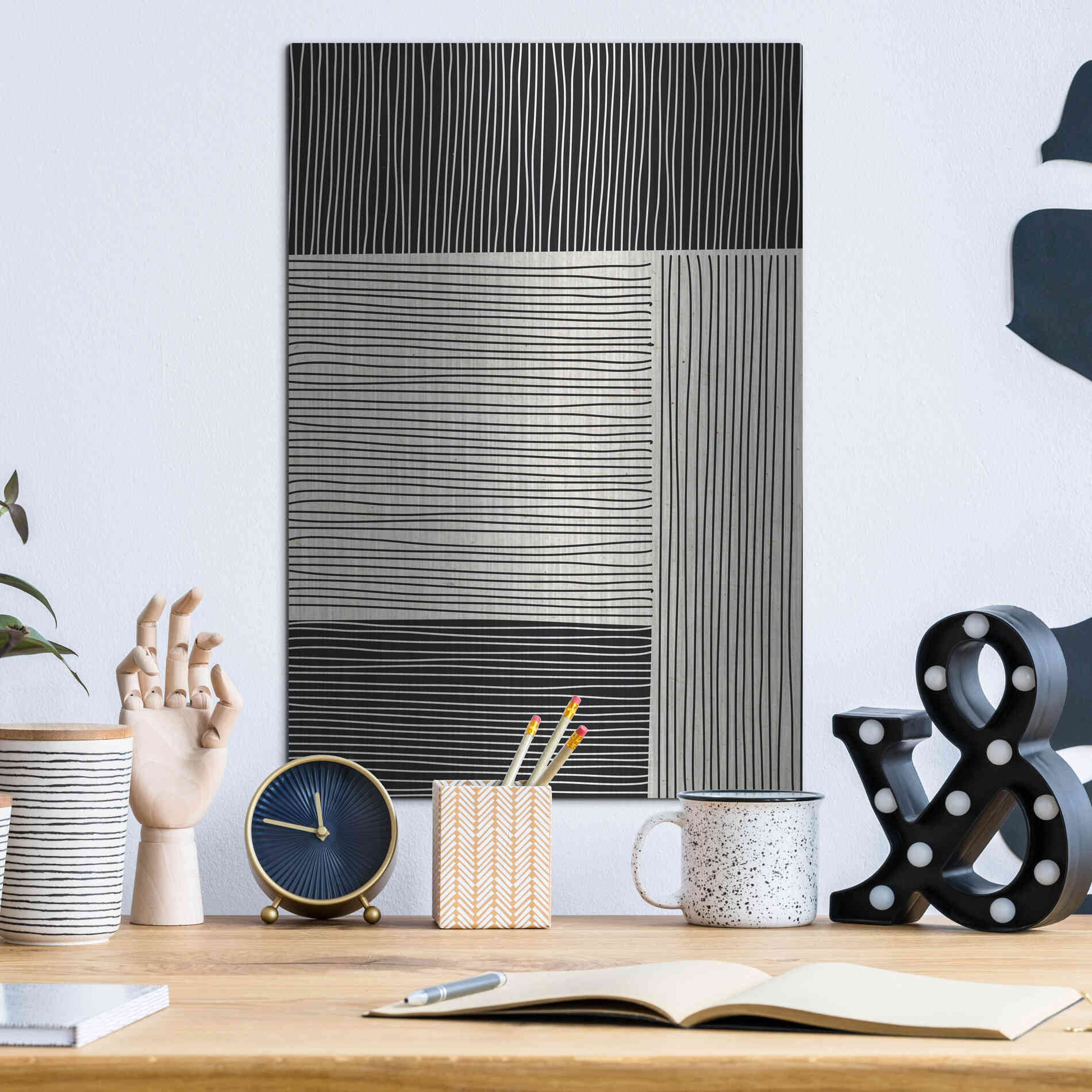 Luxe Metal Art 'Ribbing 1' by Design Fabrikken, Metal Wall Art,12x16