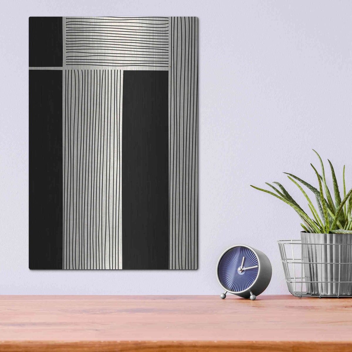 Luxe Metal Art 'Ribbing 2' by Design Fabrikken, Metal Wall Art,12x16