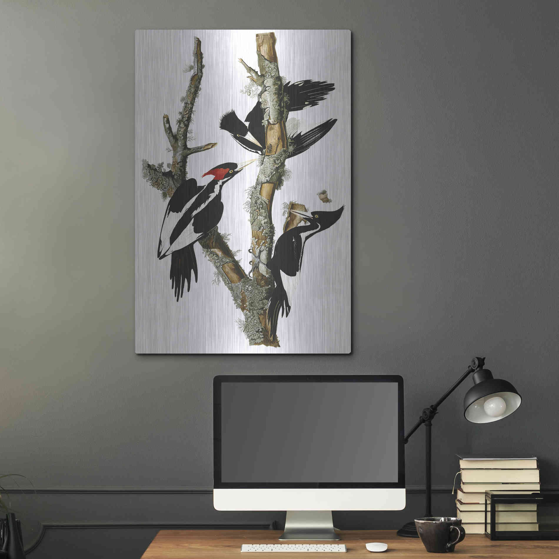 Luxe Metal Art 'Ivory-billed Woodpecker' by John James Audubon, Metal Wall Art,24x36