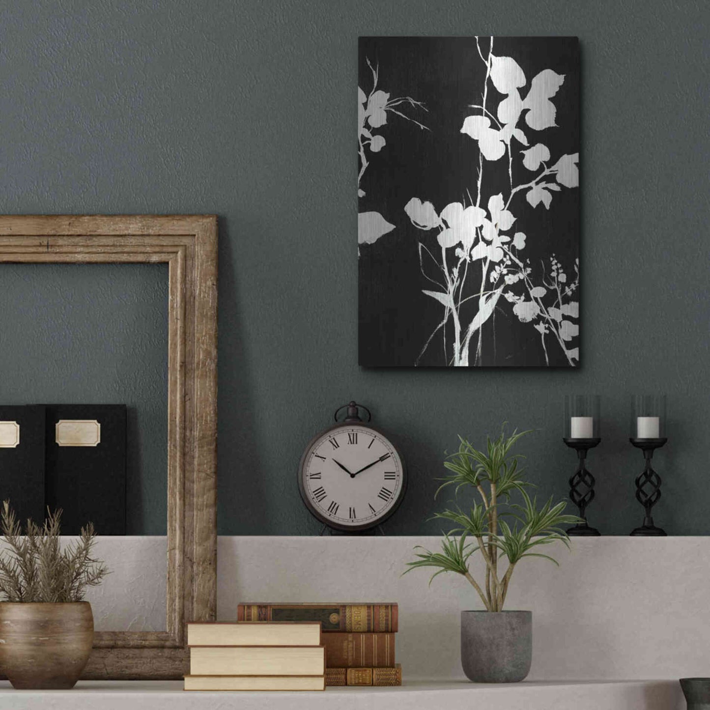 Luxe Metal Art 'Silhouette Leaves 1' by Design Fabrikken, Metal Wall Art,12x16