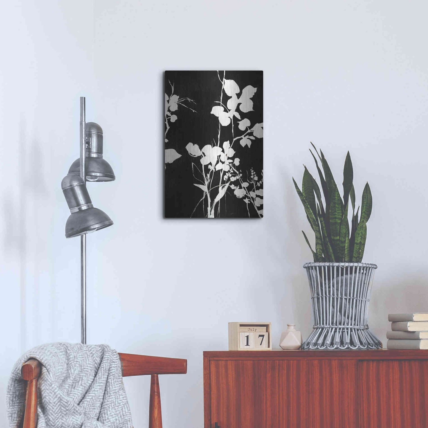 Luxe Metal Art 'Silhouette Leaves 1' by Design Fabrikken, Metal Wall Art,16x24