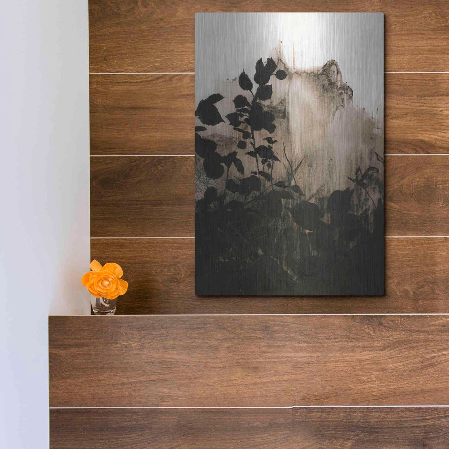 Luxe Metal Art 'Silhouette Leaves 2' by Design Fabrikken, Metal Wall Art,12x16