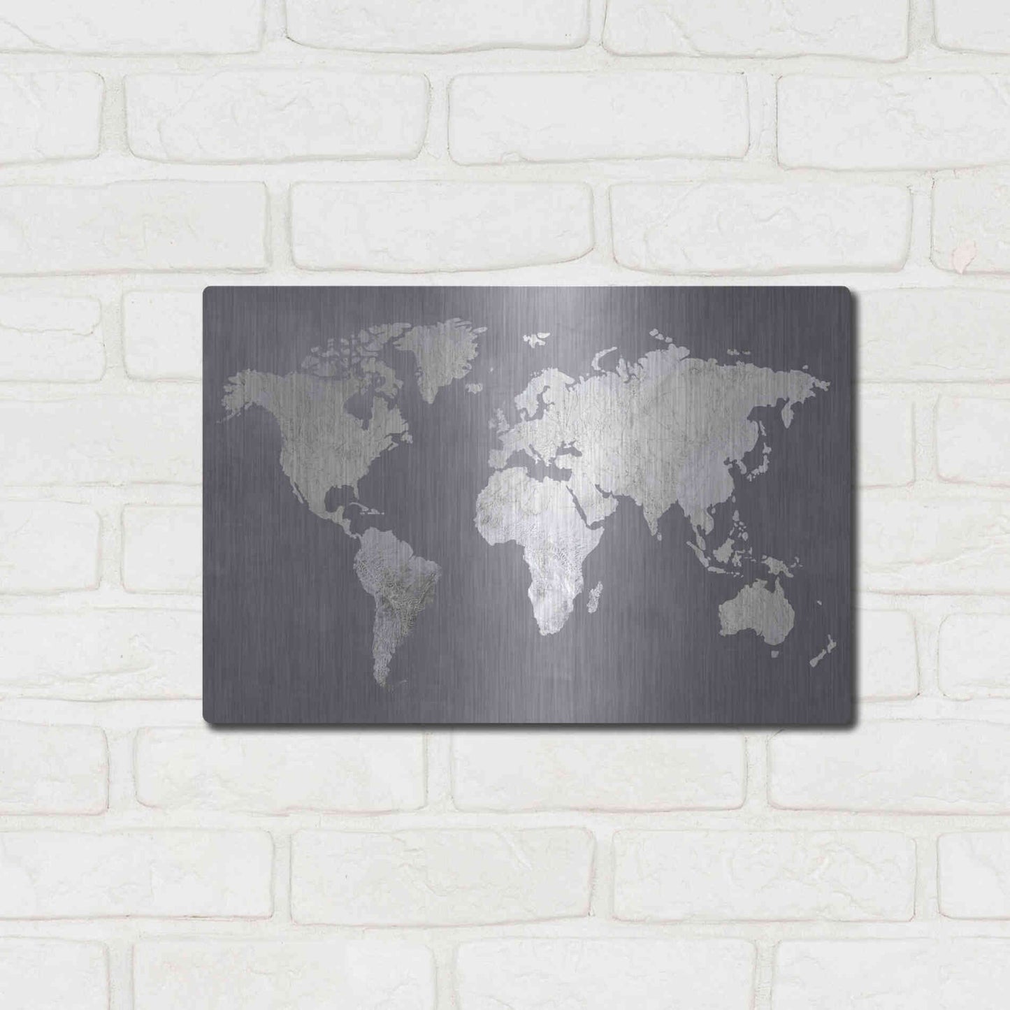 Luxe Metal Art 'Silver World' by Design Fabrikken, Metal Wall Art,16x12