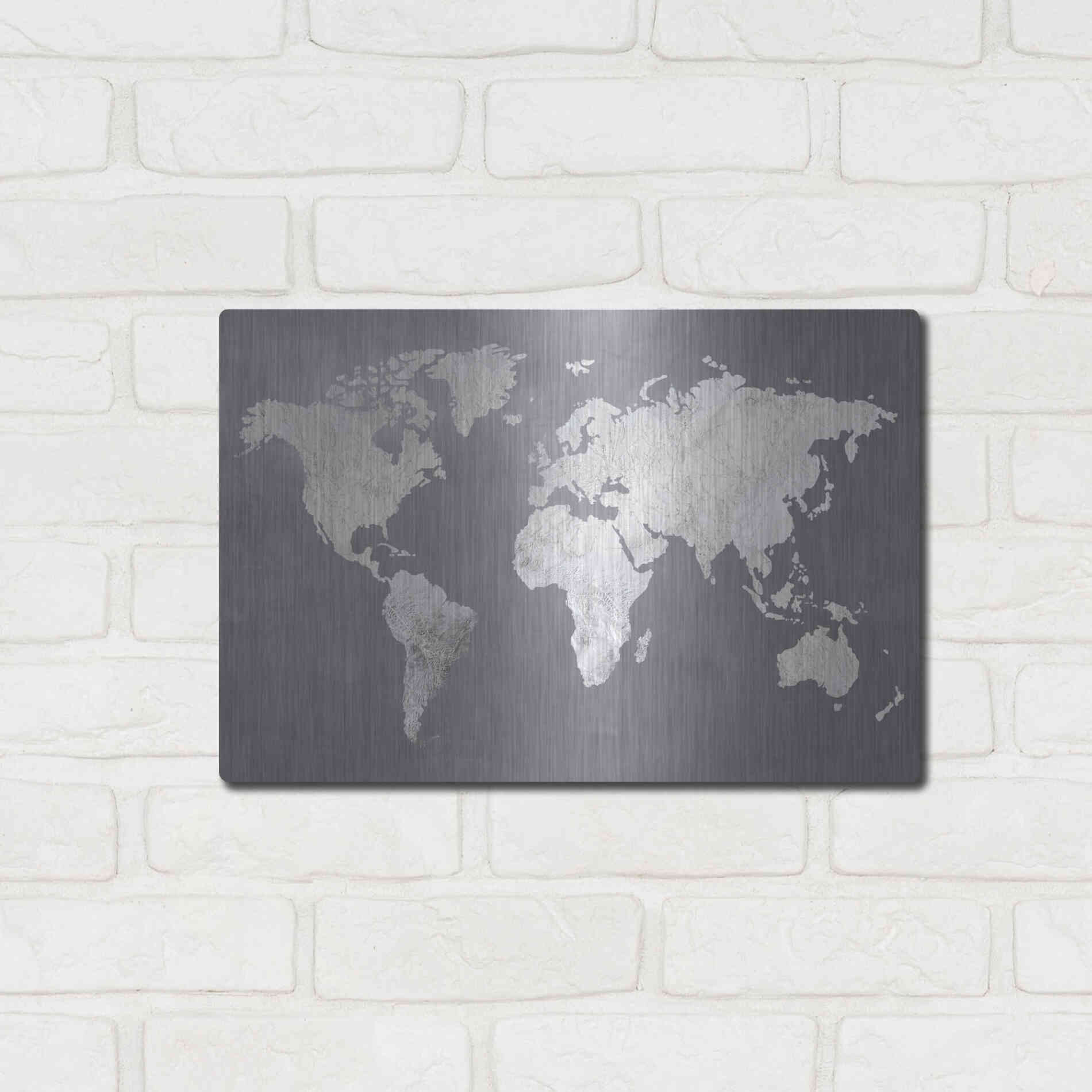 Luxe Metal Art 'Silver World' by Design Fabrikken, Metal Wall Art,16x12