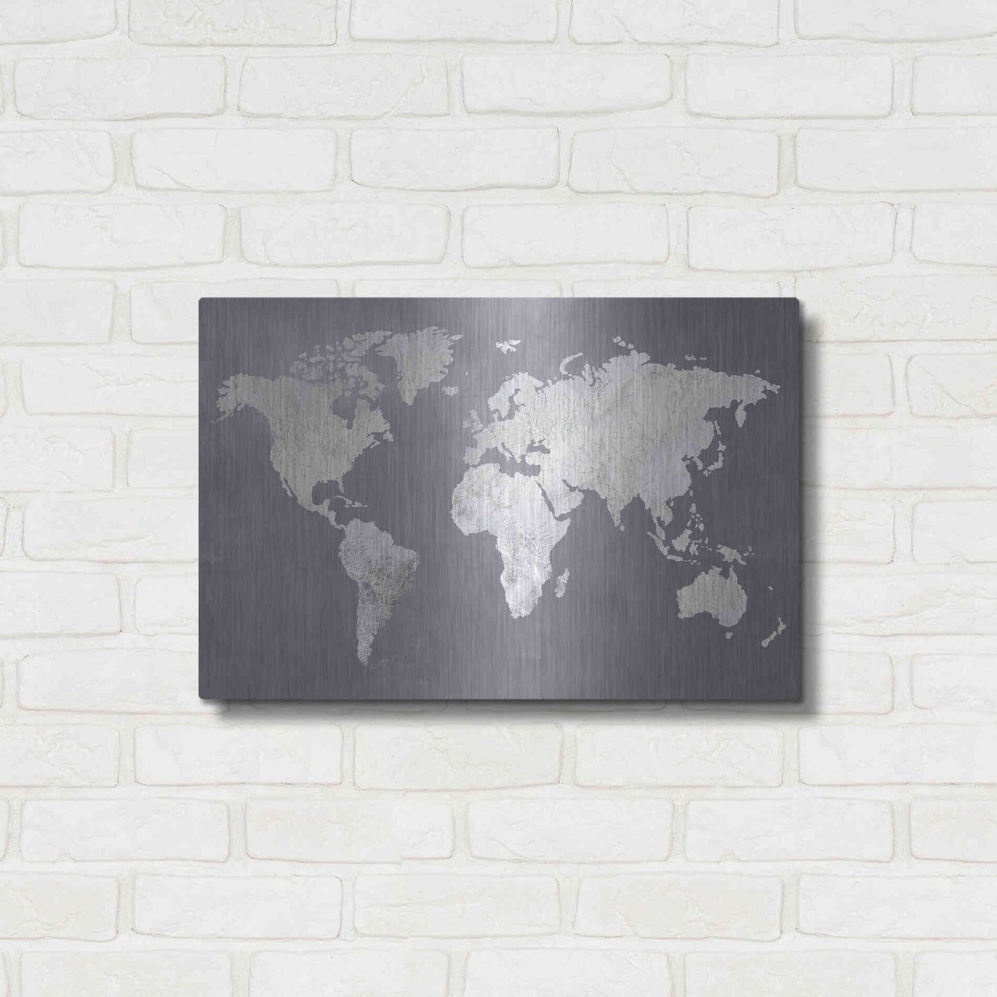 Luxe Metal Art 'Silver World' by Design Fabrikken, Metal Wall Art,24x16