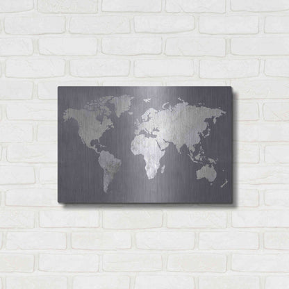 Luxe Metal Art 'Silver World' by Design Fabrikken, Metal Wall Art,24x16