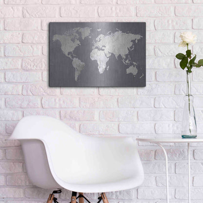 Luxe Metal Art 'Silver World' by Design Fabrikken, Metal Wall Art,24x16