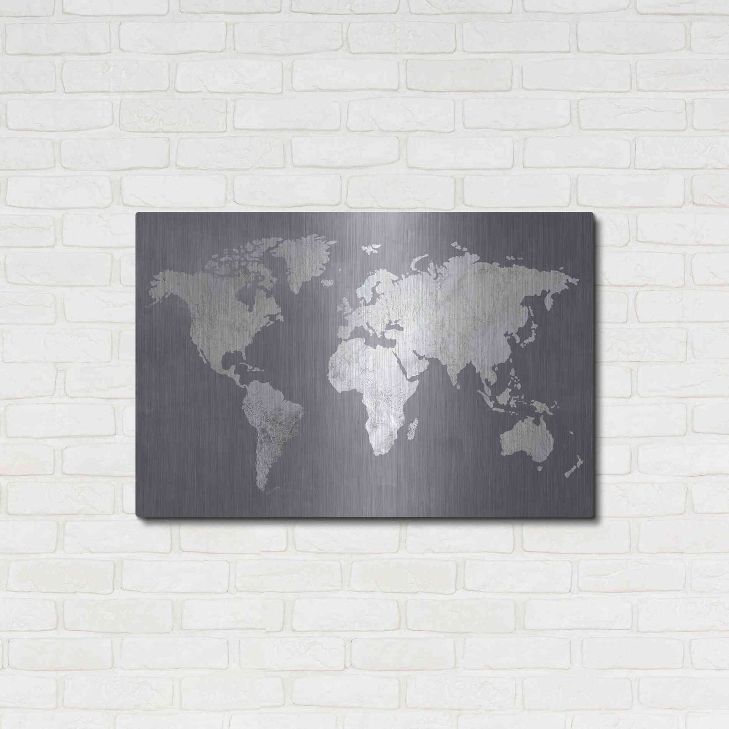 Luxe Metal Art 'Silver World' by Design Fabrikken, Metal Wall Art,36x24