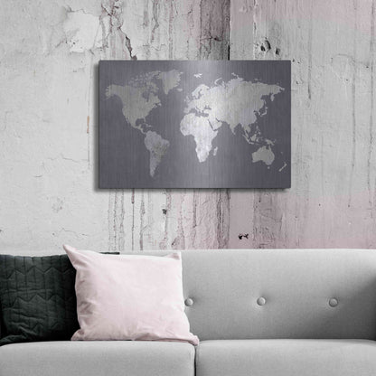 Luxe Metal Art 'Silver World' by Design Fabrikken, Metal Wall Art,36x24