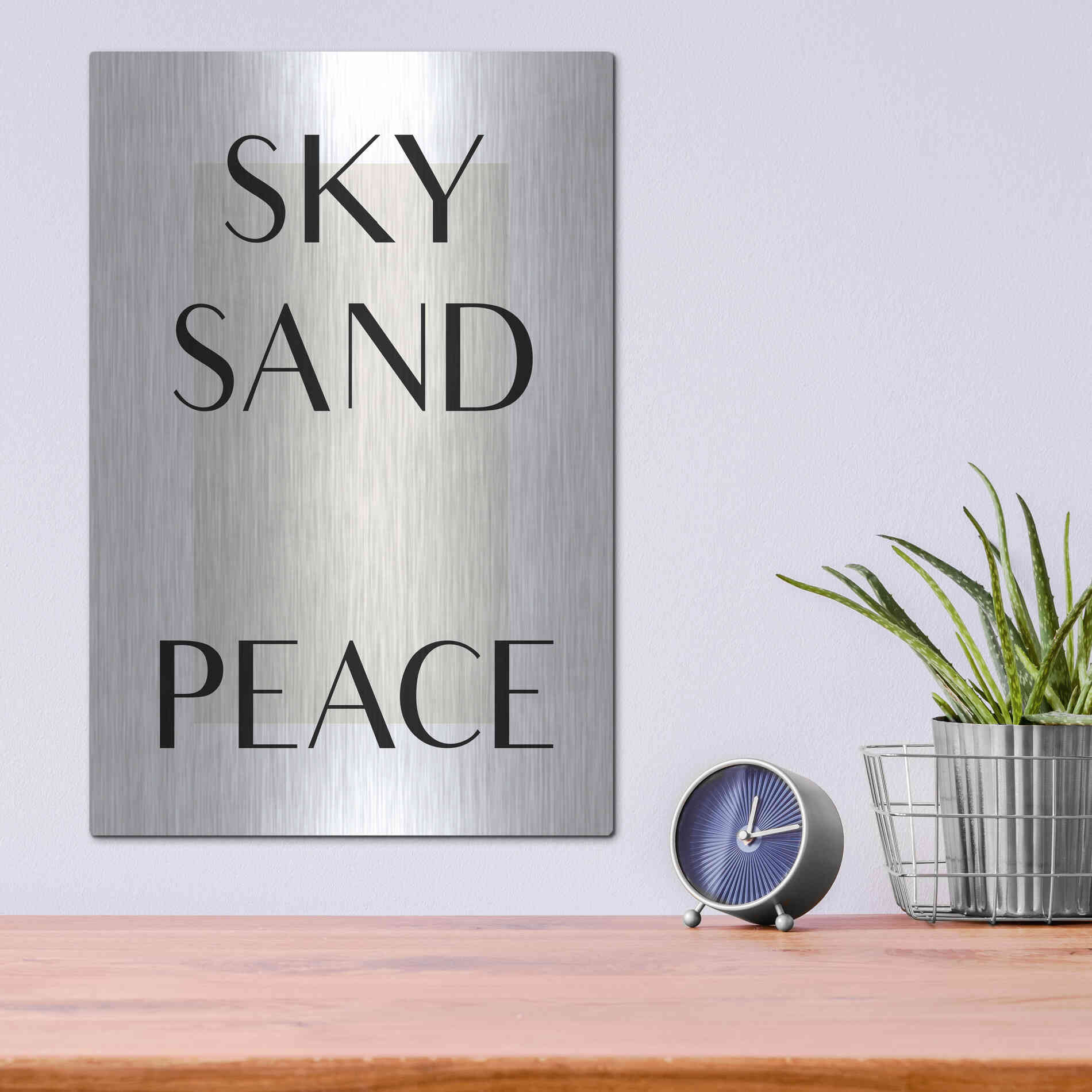 Luxe Metal Art 'Sky Sand Peace' by Design Fabrikken, Metal Wall Art,12x16