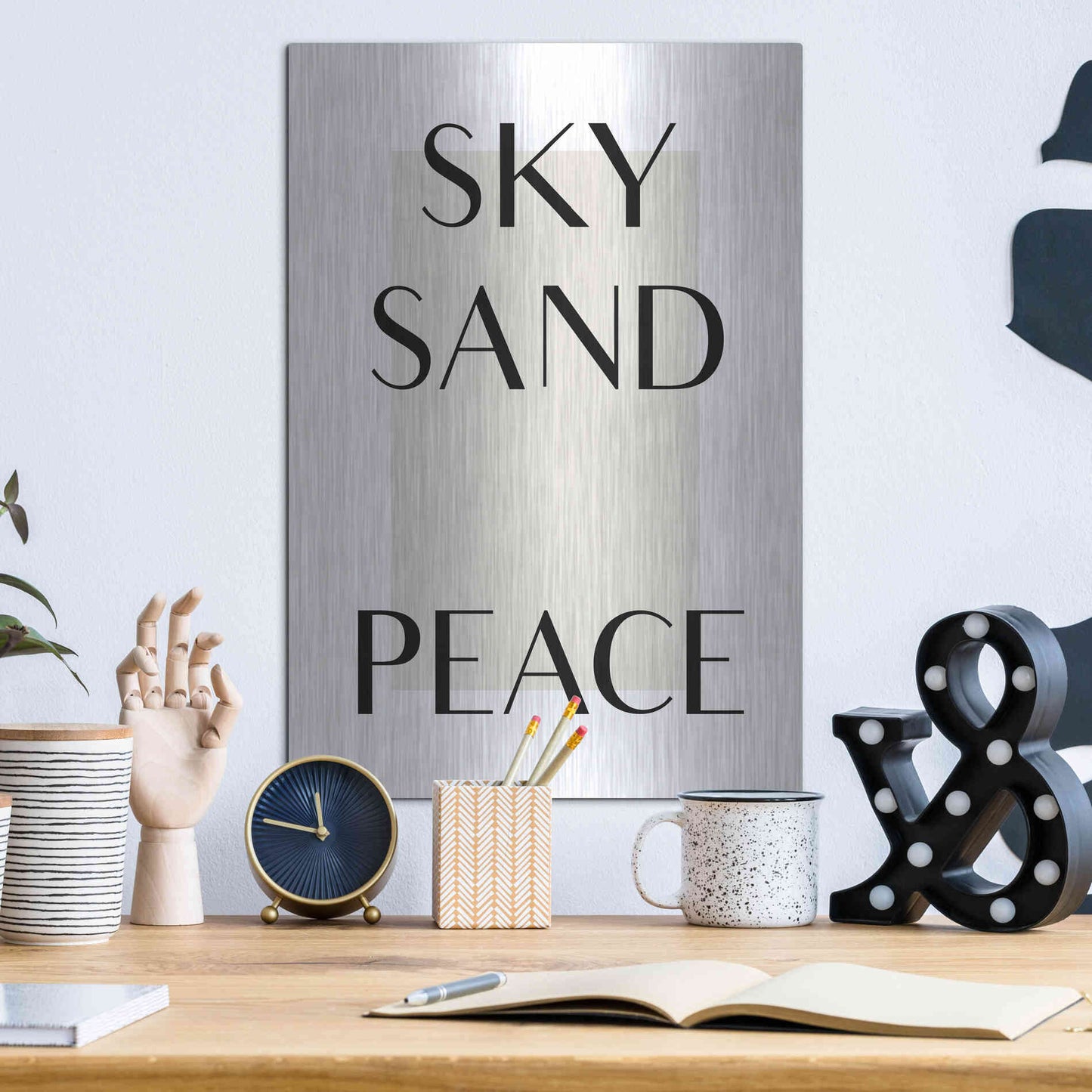 Luxe Metal Art 'Sky Sand Peace' by Design Fabrikken, Metal Wall Art,12x16