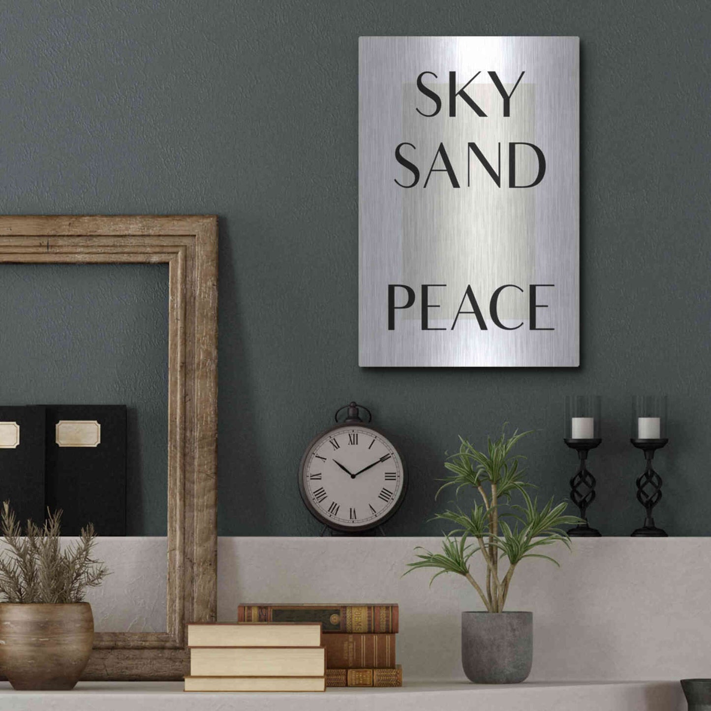 Luxe Metal Art 'Sky Sand Peace' by Design Fabrikken, Metal Wall Art,12x16