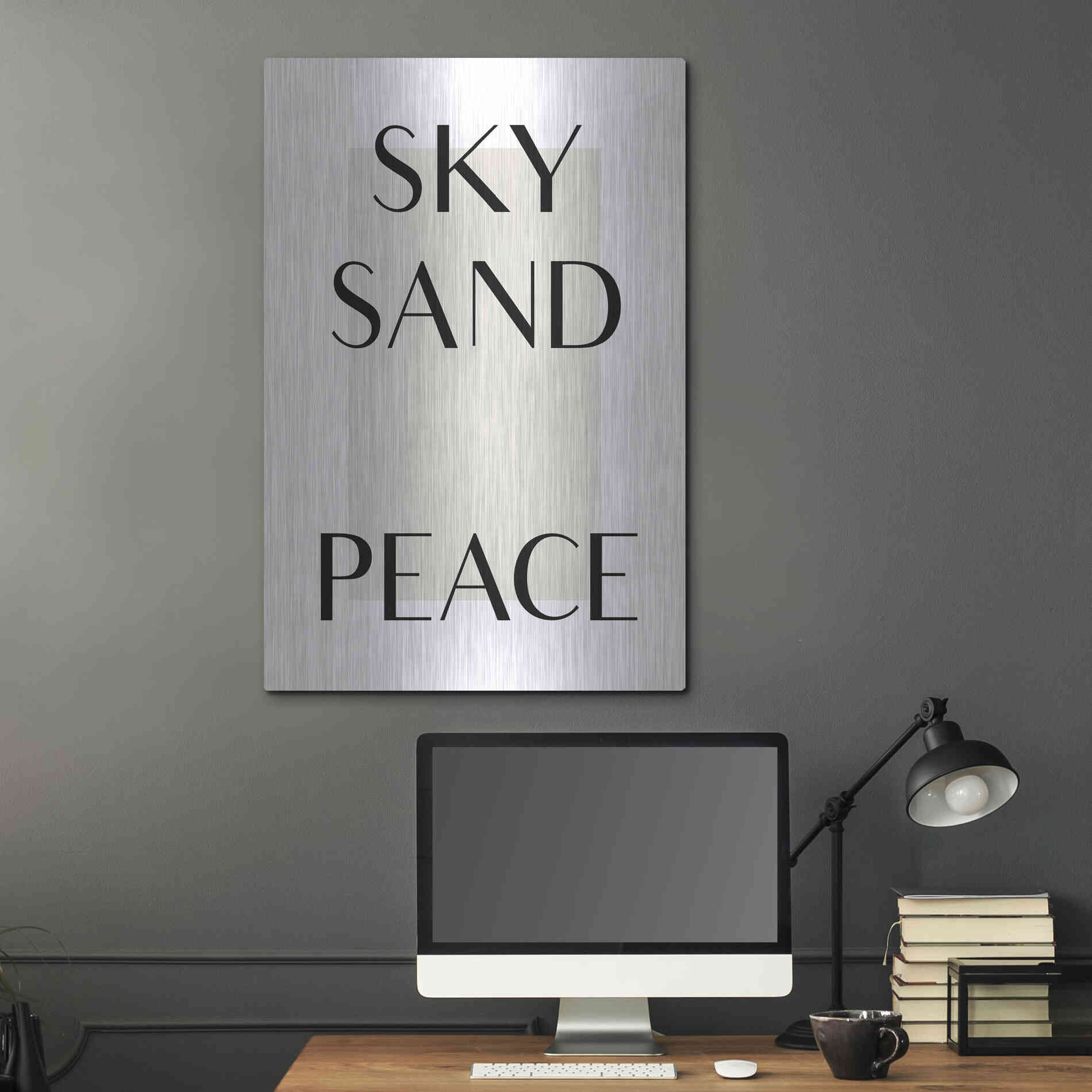 Luxe Metal Art 'Sky Sand Peace' by Design Fabrikken, Metal Wall Art,24x36