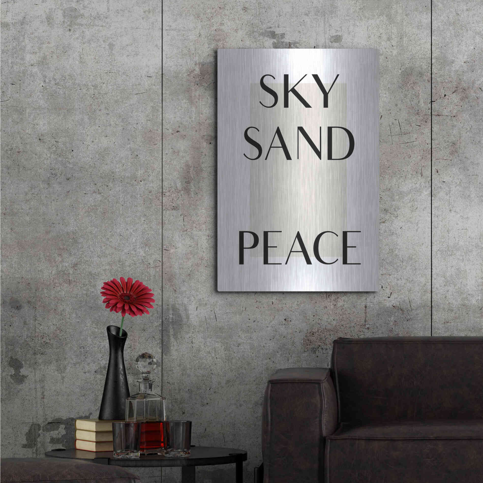 Luxe Metal Art 'Sky Sand Peace' by Design Fabrikken, Metal Wall Art,24x36