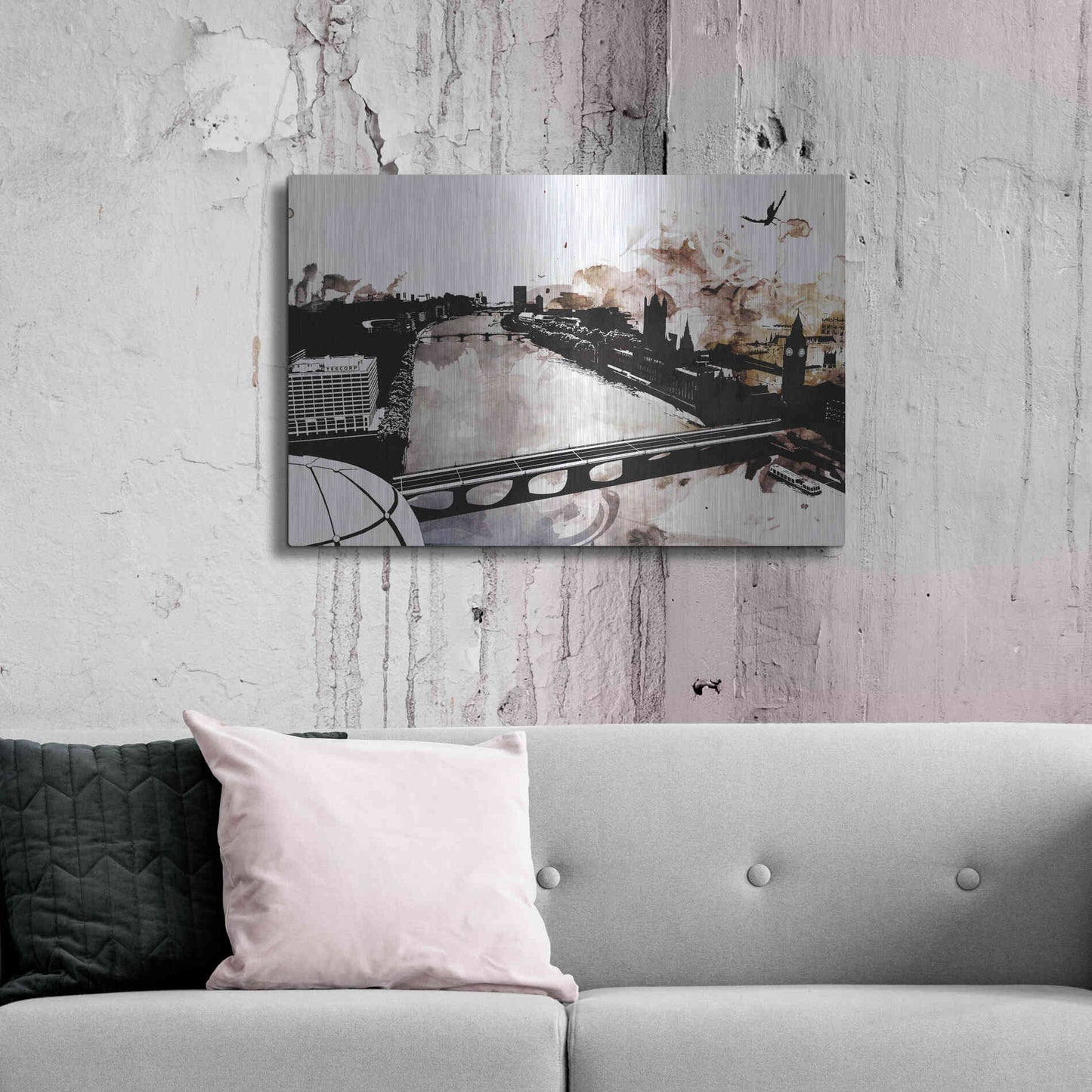 Luxe Metal Art 'London Landscape' by Jonathan Lam, Metal Wall Art,36x24