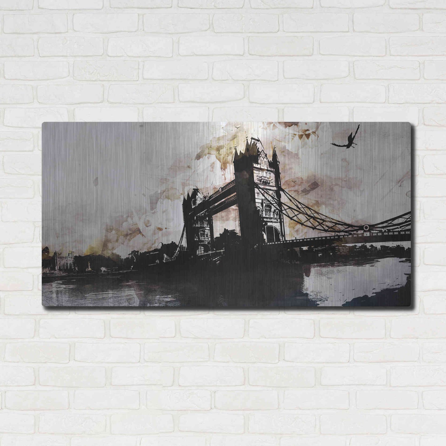 Luxe Metal Art 'Tower Bridge 2' by Jonathan Lam, Metal Wall Art,48x24