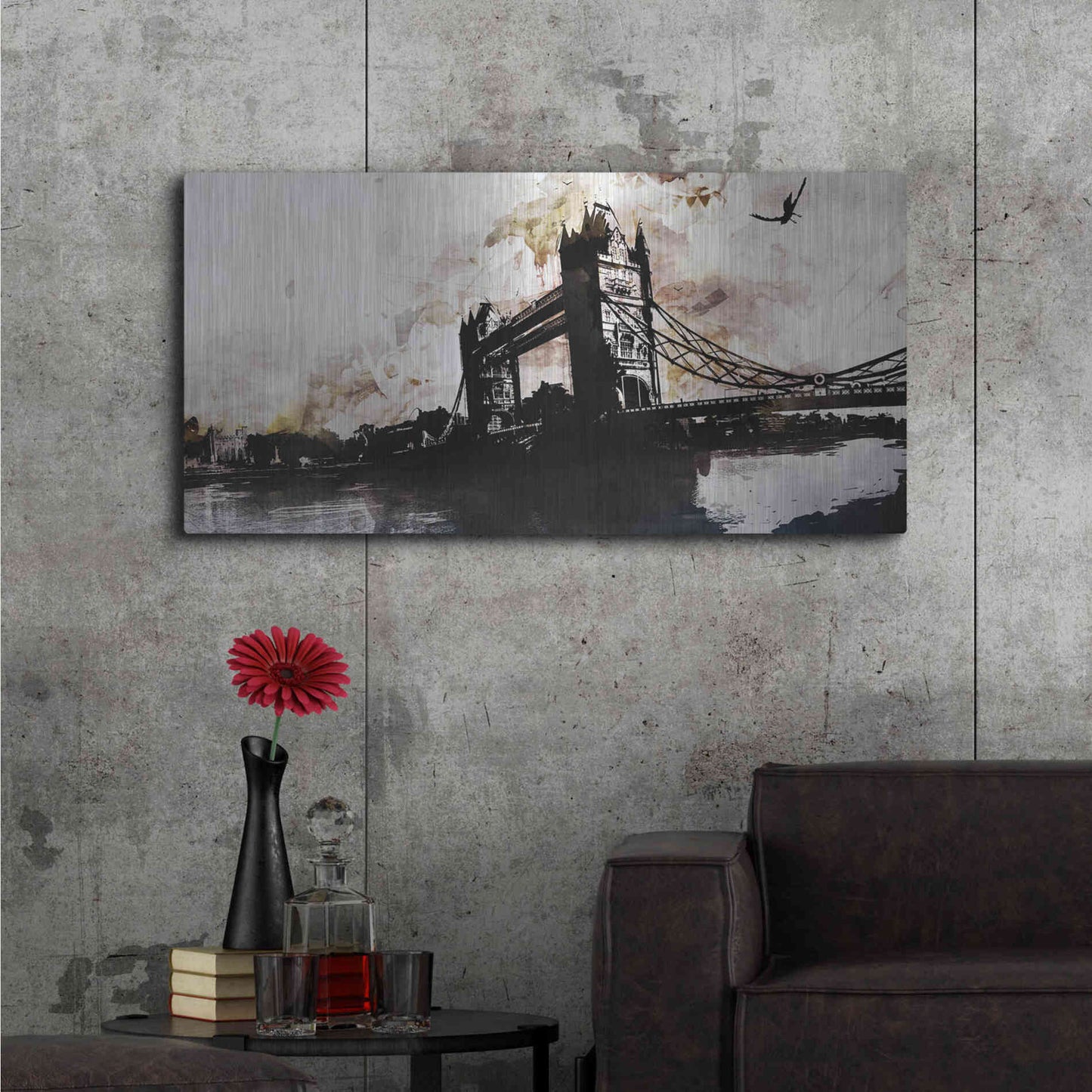 Luxe Metal Art 'Tower Bridge 2' by Jonathan Lam, Metal Wall Art,48x24