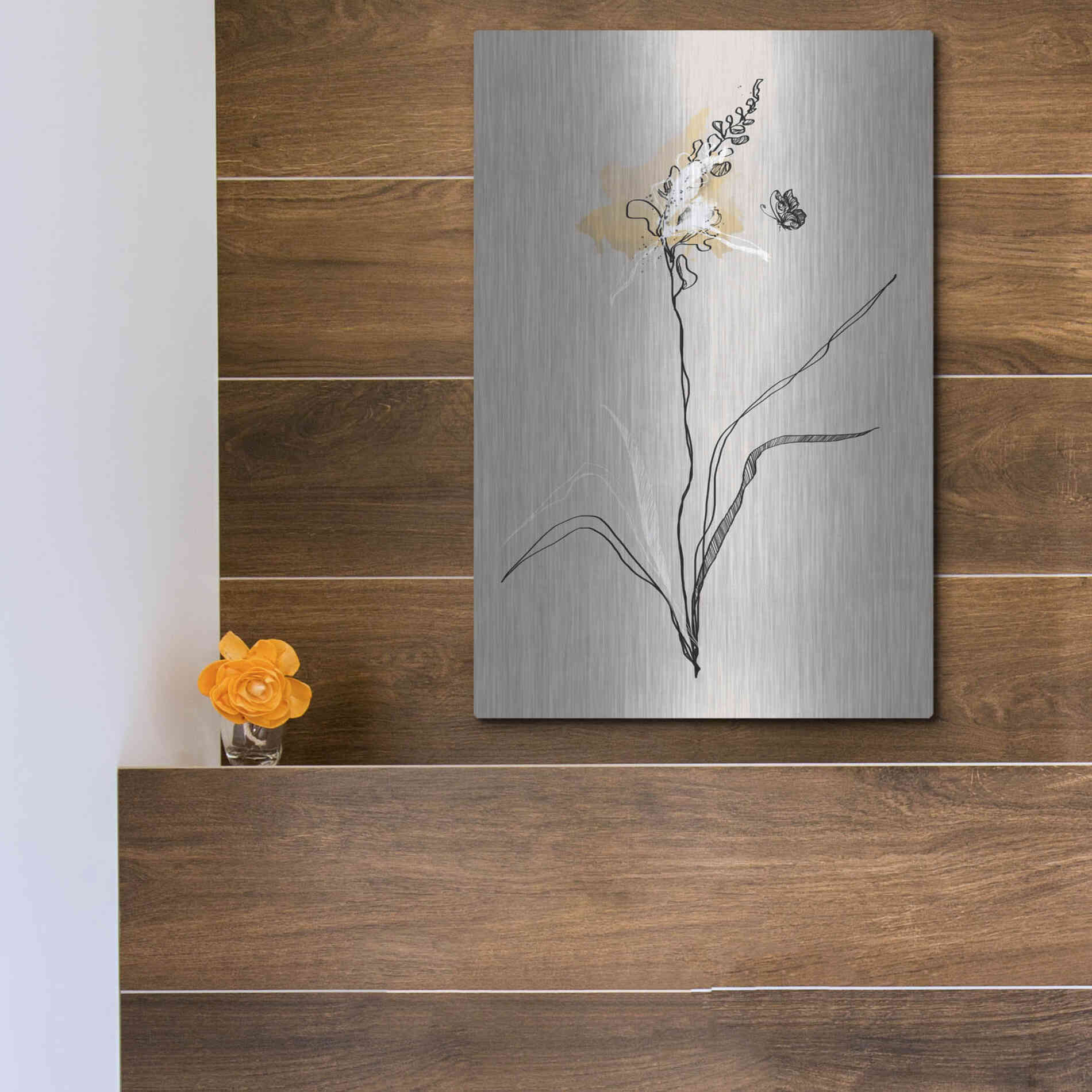 Luxe Metal Art 'Summer Plant 1' by Design Fabrikken, Metal Wall Art,12x16