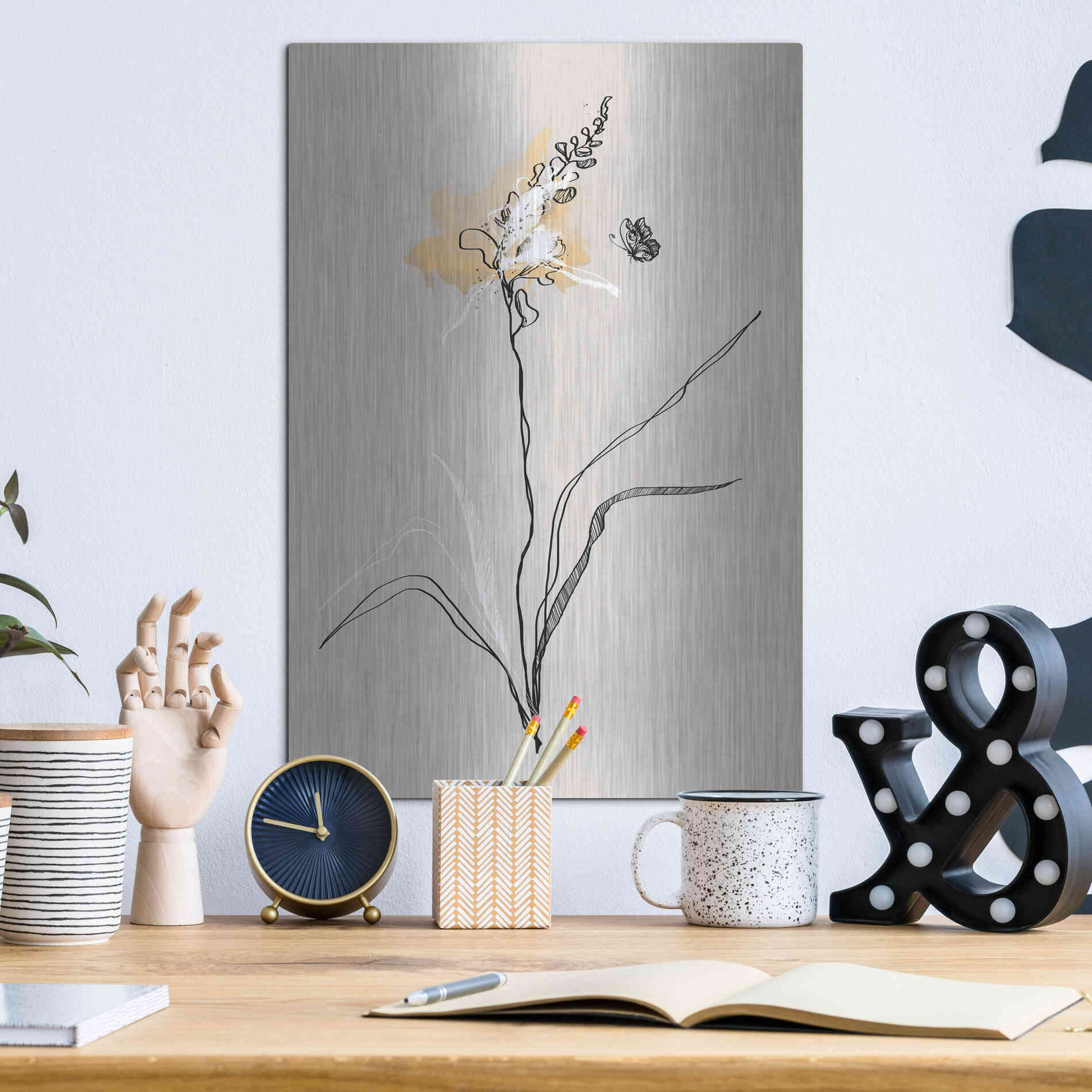 Luxe Metal Art 'Summer Plant 1' by Design Fabrikken, Metal Wall Art,12x16