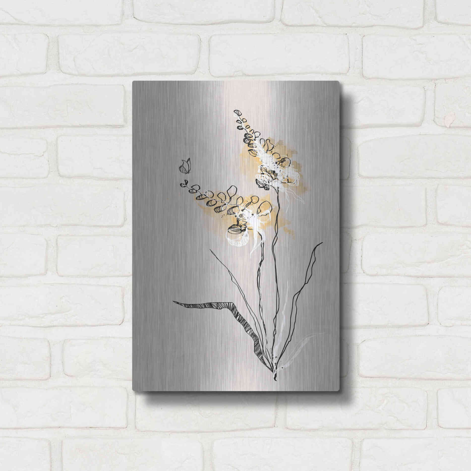 Luxe Metal Art 'Summer Plant 2' by Design Fabrikken, Metal Wall Art,12x16