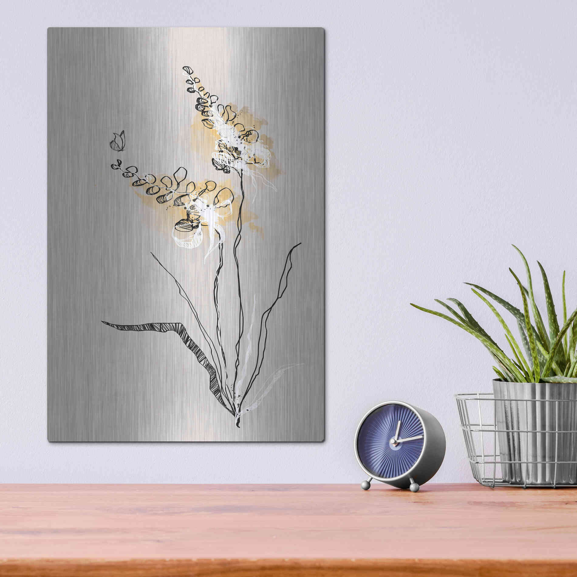 Luxe Metal Art 'Summer Plant 2' by Design Fabrikken, Metal Wall Art,12x16