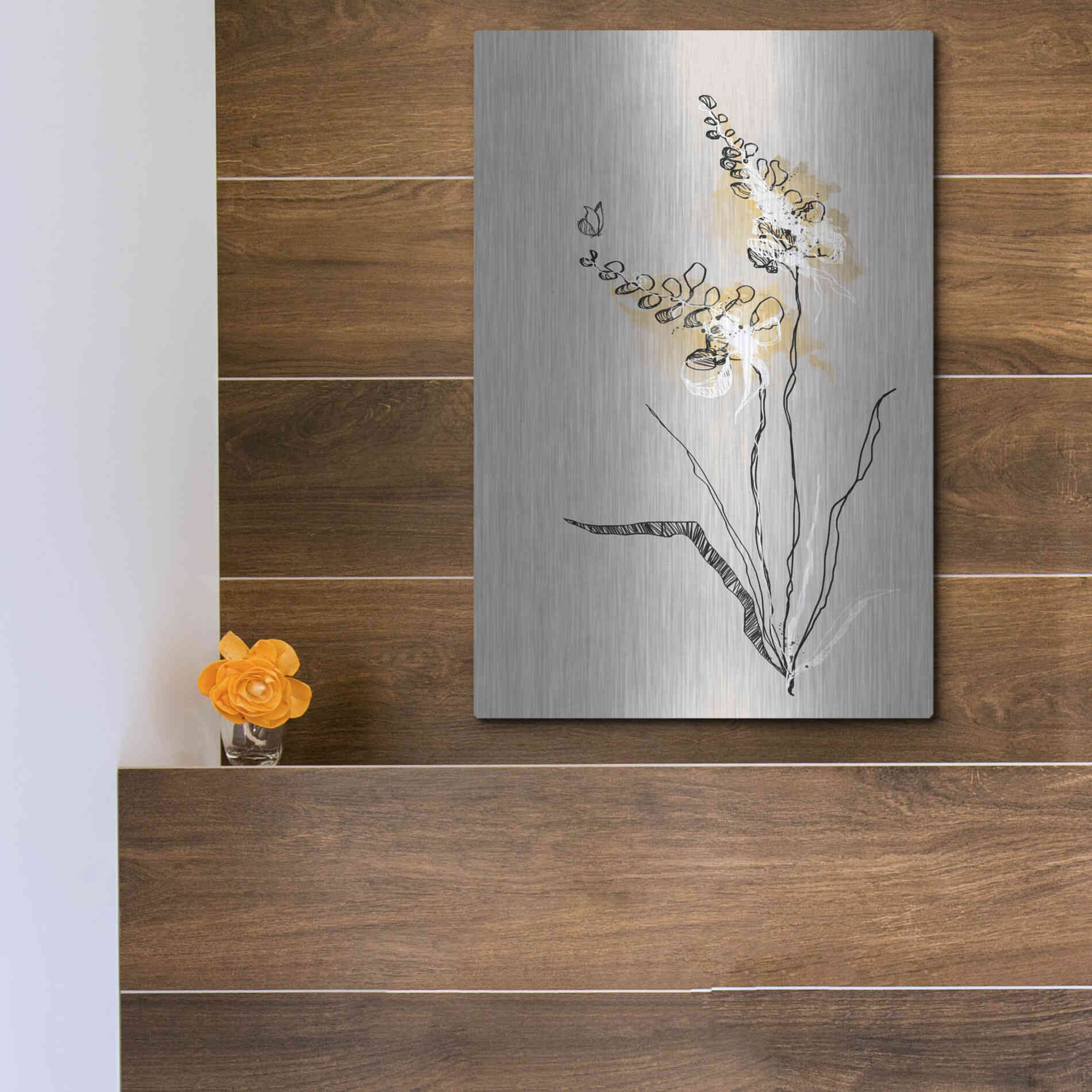 Luxe Metal Art 'Summer Plant 2' by Design Fabrikken, Metal Wall Art,12x16