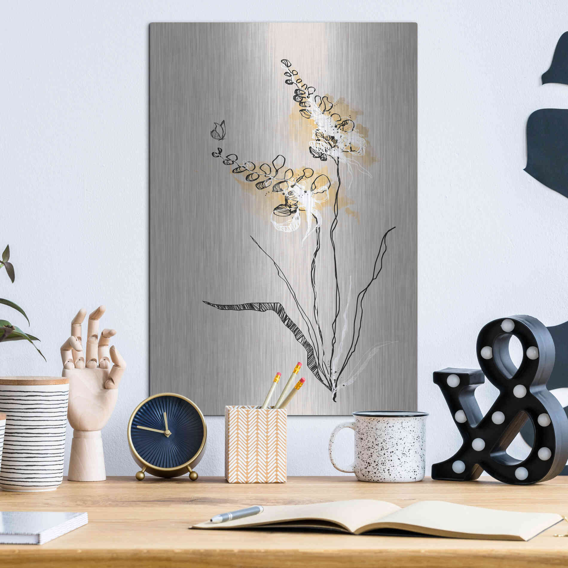 Luxe Metal Art 'Summer Plant 2' by Design Fabrikken, Metal Wall Art,12x16