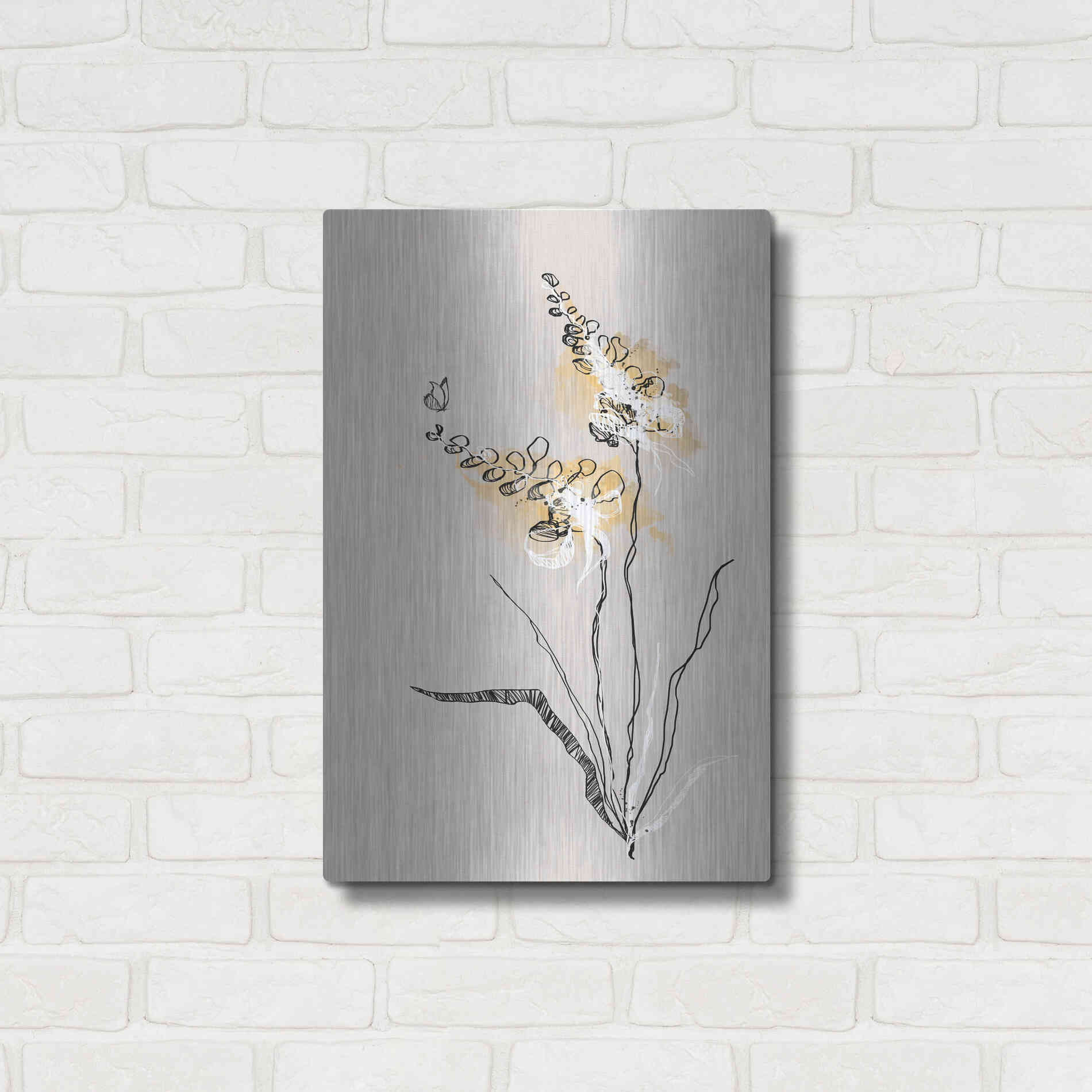 Luxe Metal Art 'Summer Plant 2' by Design Fabrikken, Metal Wall Art,16x24