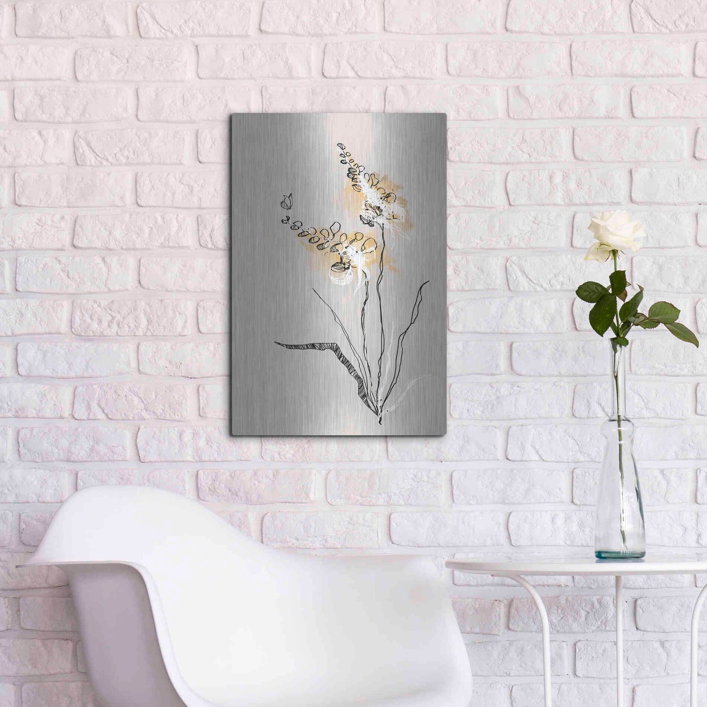 Luxe Metal Art 'Summer Plant 2' by Design Fabrikken, Metal Wall Art,16x24