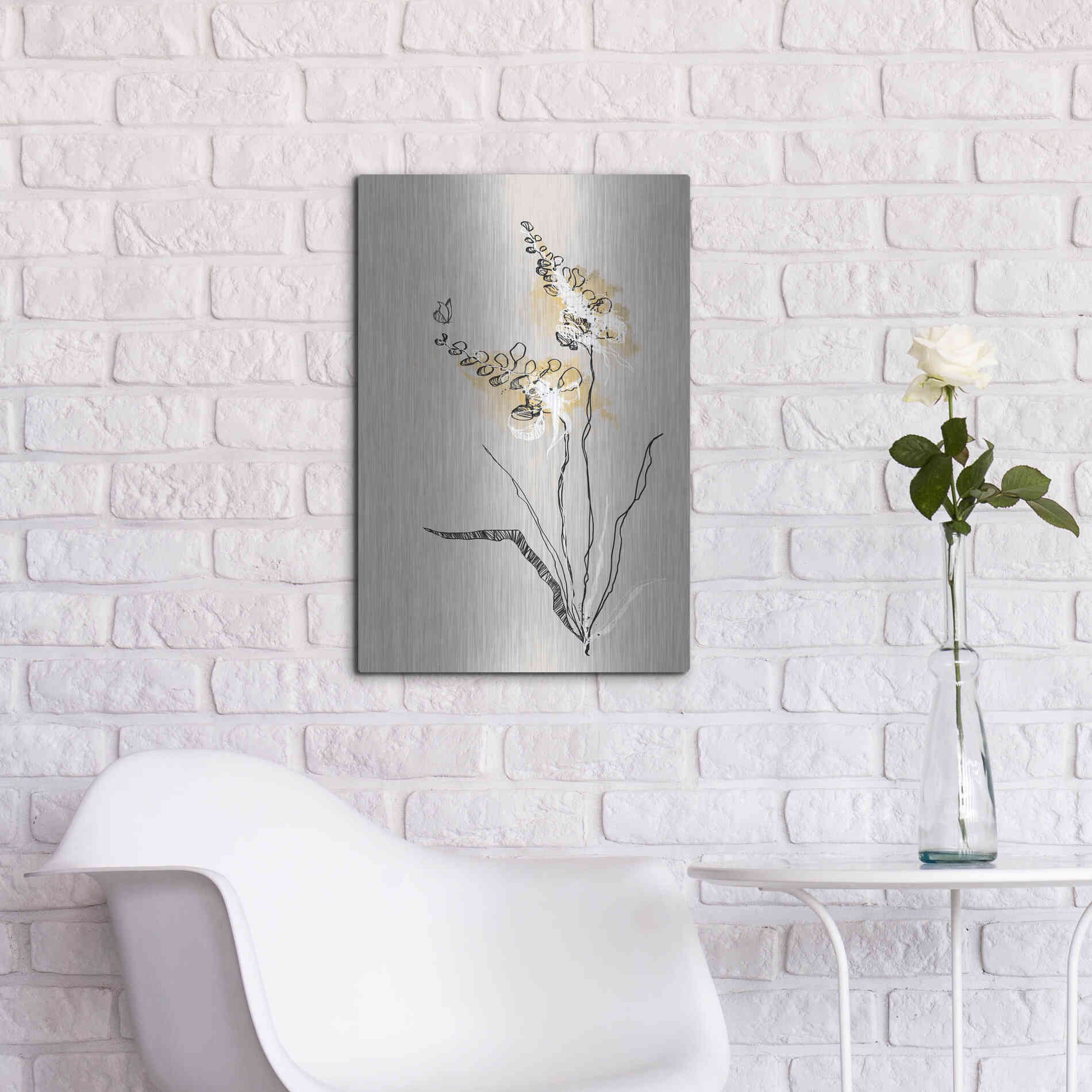 Luxe Metal Art 'Summer Plant 2' by Design Fabrikken, Metal Wall Art,16x24