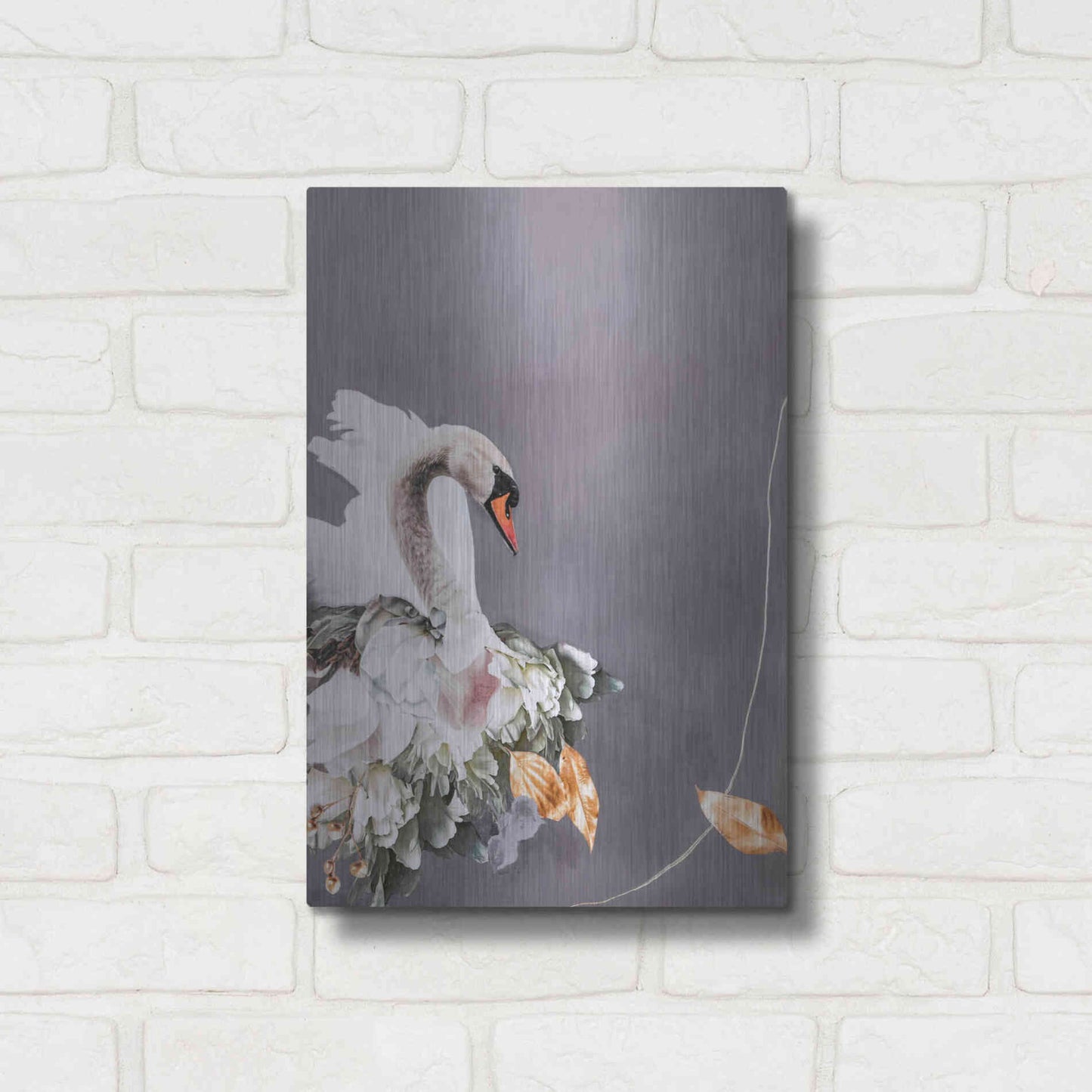 Luxe Metal Art 'Swan Gold 1' by Design Fabrikken, Metal Wall Art,12x16