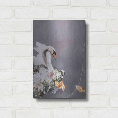 Luxe Metal Art 'Swan Gold 1' by Design Fabrikken, Metal Wall Art,12x16