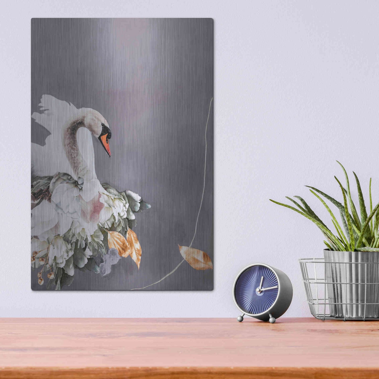 Luxe Metal Art 'Swan Gold 1' by Design Fabrikken, Metal Wall Art,12x16