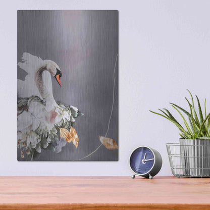 Luxe Metal Art 'Swan Gold 1' by Design Fabrikken, Metal Wall Art,12x16