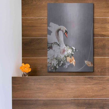 Luxe Metal Art 'Swan Gold 1' by Design Fabrikken, Metal Wall Art,12x16