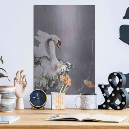Luxe Metal Art 'Swan Gold 1' by Design Fabrikken, Metal Wall Art,12x16