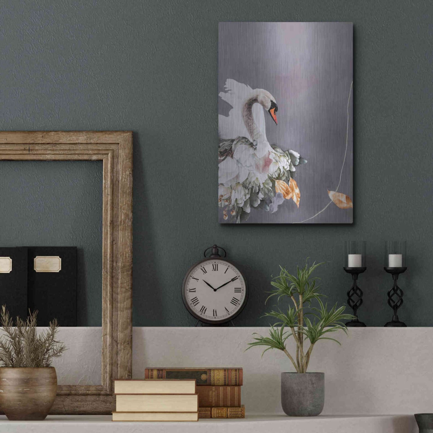 Luxe Metal Art 'Swan Gold 1' by Design Fabrikken, Metal Wall Art,12x16