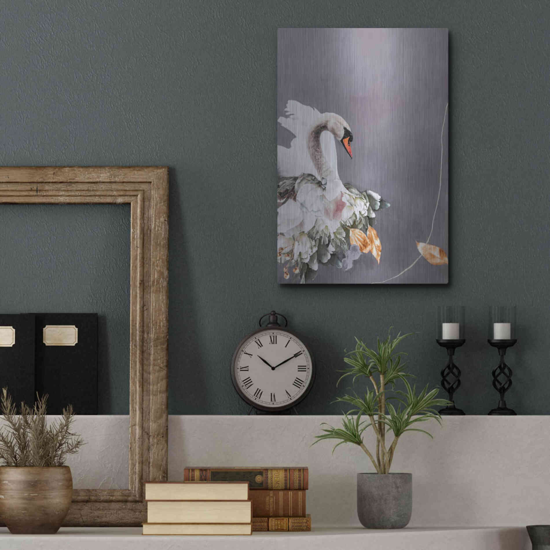 Luxe Metal Art 'Swan Gold 1' by Design Fabrikken, Metal Wall Art,12x16