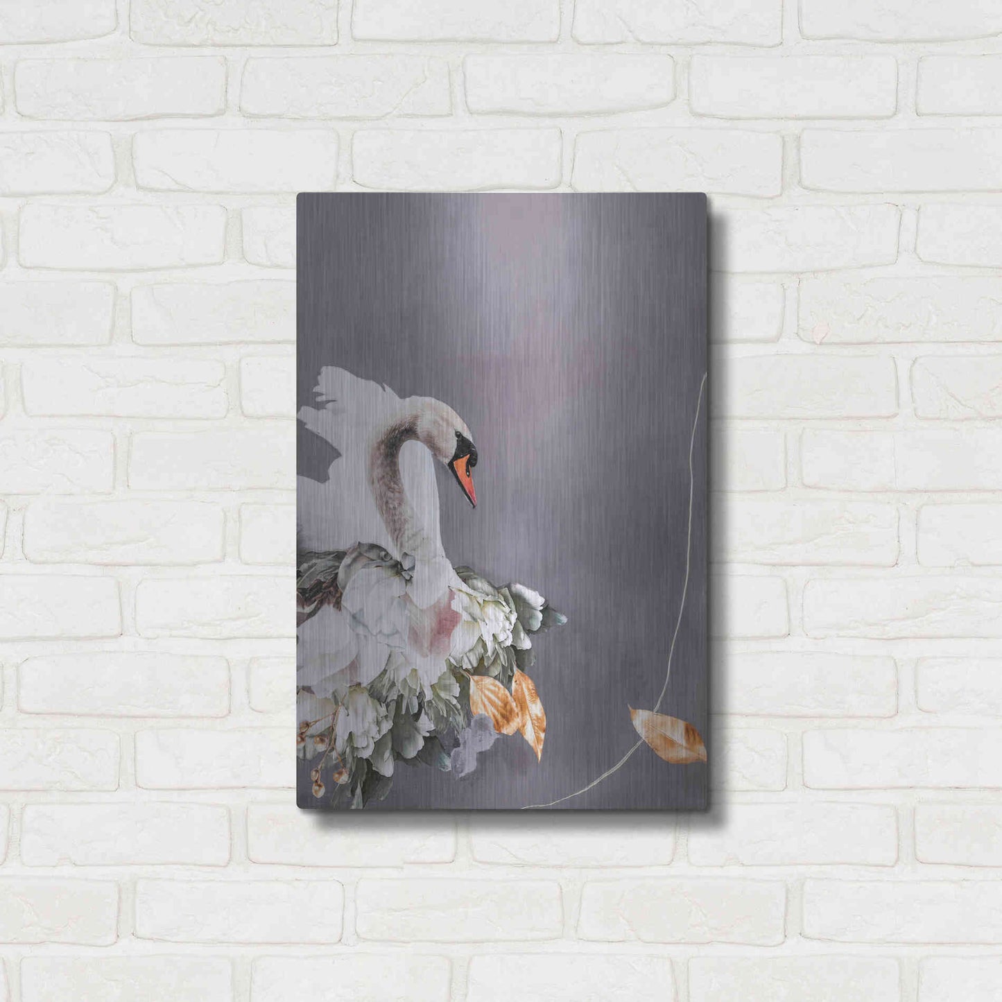 Luxe Metal Art 'Swan Gold 1' by Design Fabrikken, Metal Wall Art,16x24