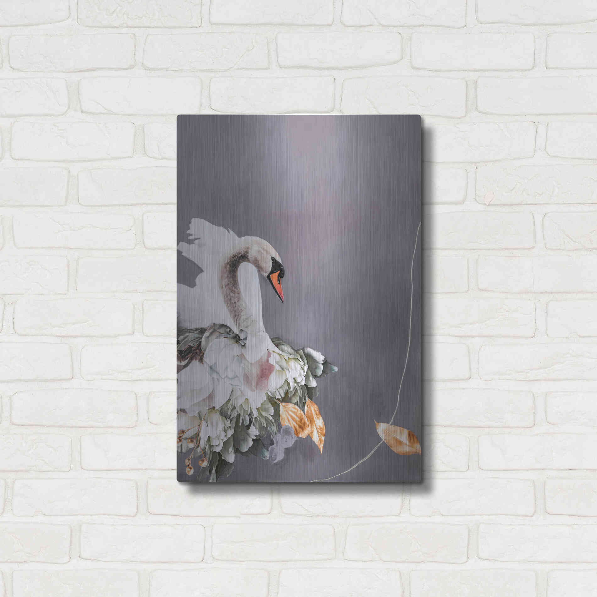 Luxe Metal Art 'Swan Gold 1' by Design Fabrikken, Metal Wall Art,16x24