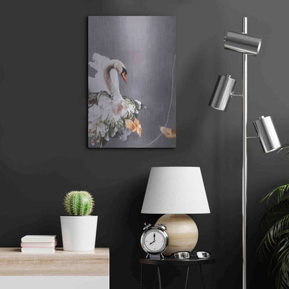 Luxe Metal Art 'Swan Gold 1' by Design Fabrikken, Metal Wall Art,16x24