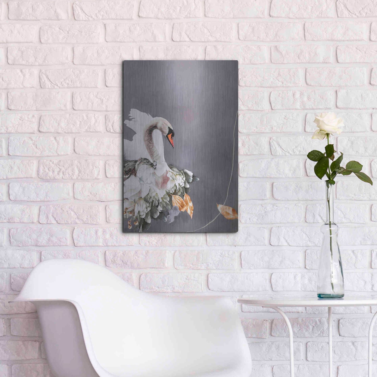 Luxe Metal Art 'Swan Gold 1' by Design Fabrikken, Metal Wall Art,16x24