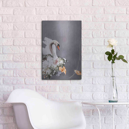 Luxe Metal Art 'Swan Gold 1' by Design Fabrikken, Metal Wall Art,16x24